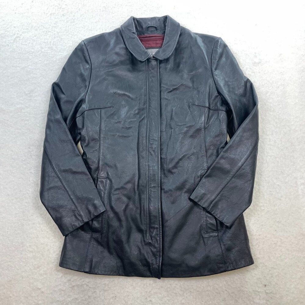 Vintage Wilsons Leather 3M Thinsulate Red Lined Button Up Black Leather Jacket M